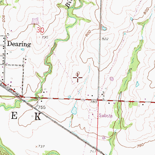 Topographic Map of City of Dearing, KS