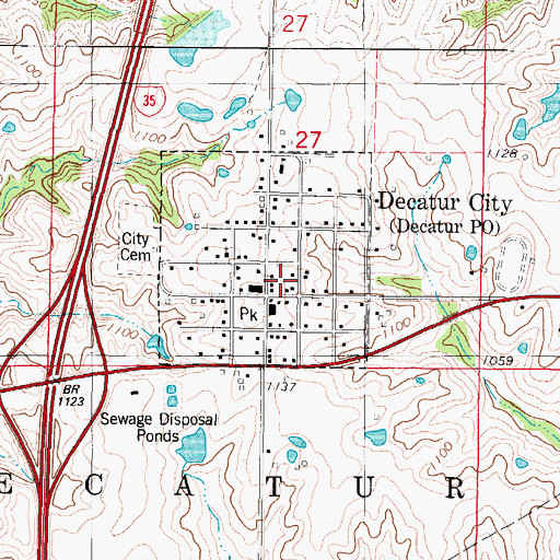 Topographic Map of City of Decatur City, IA