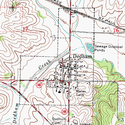 Topographic Map of City of Dedham, IA