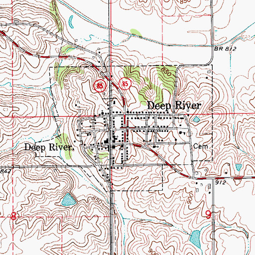 Topographic Map of City of Deep River, IA