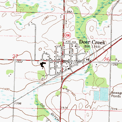 Topographic Map of City of Deer Creek, MN