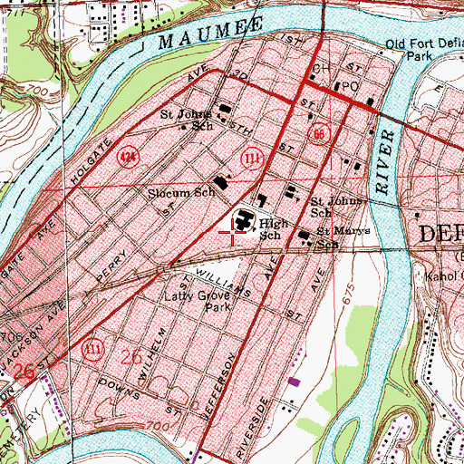 Topographic Map of City of Defiance, OH