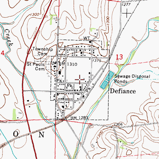 Topographic Map of City of Defiance, IA
