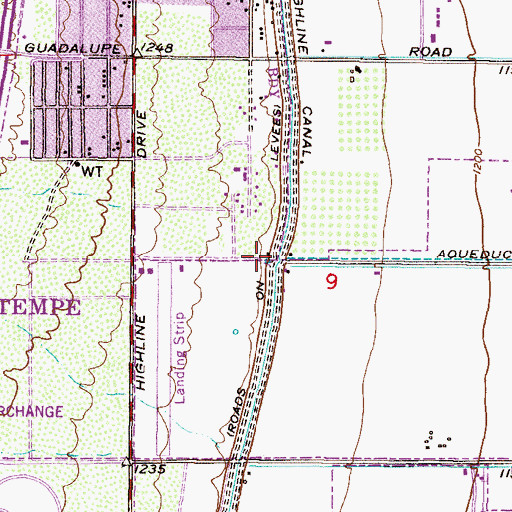 Topographic Map of South Branch Highland Canal, AZ