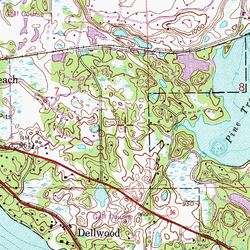 Topographic Map of City of Dellwood, MN
