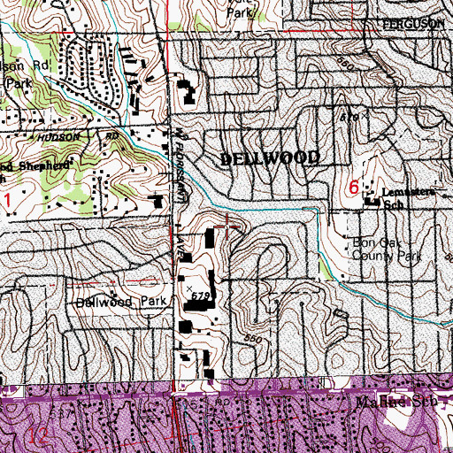 Topographic Map of City of Dellwood, MO