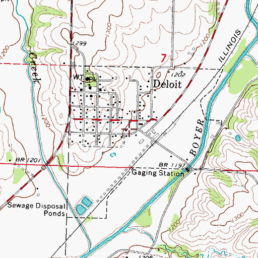 Topographic Map of City of Deloit, IA