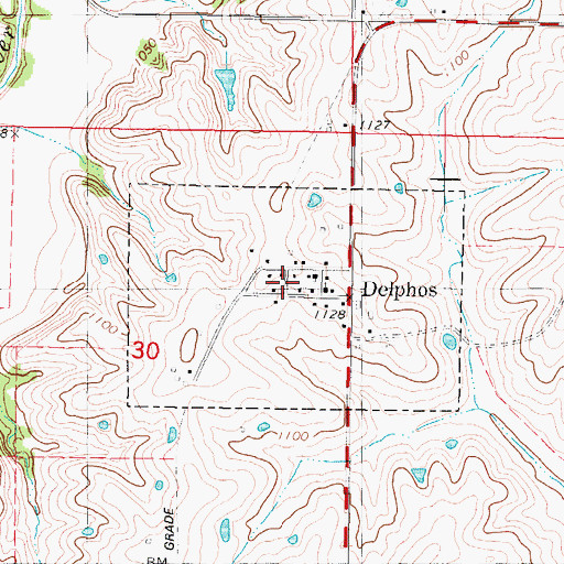 Topographic Map of City of Delphos, IA
