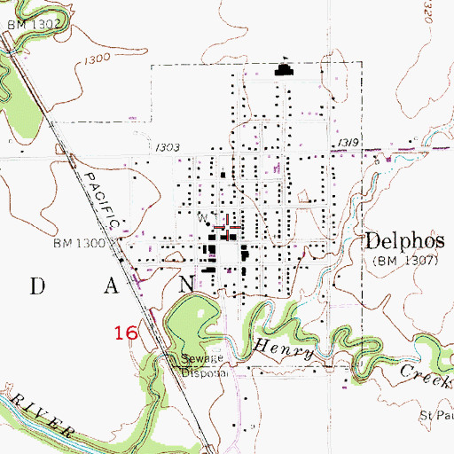 Topographic Map of City of Delphos, KS
