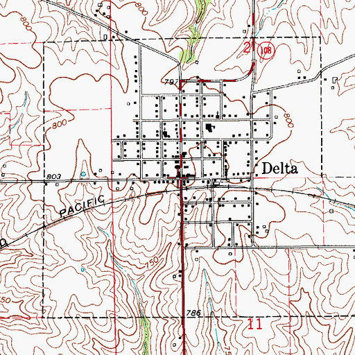 Topographic Map of City of Delta, IA