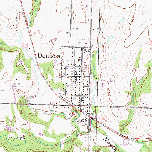 Topographic Map of City of Denison, KS