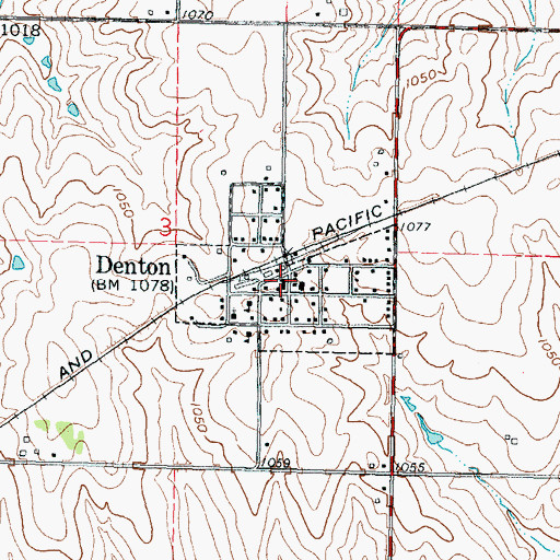 Topographic Map of City of Denton, KS
