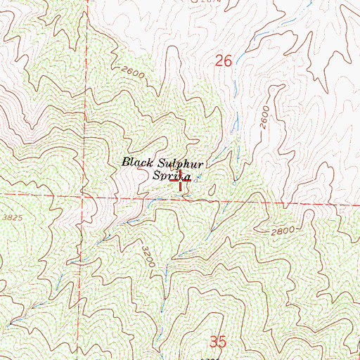 Topographic Map of Black Sulphur Spring, CA