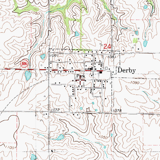 Topographic Map of City of Derby, IA