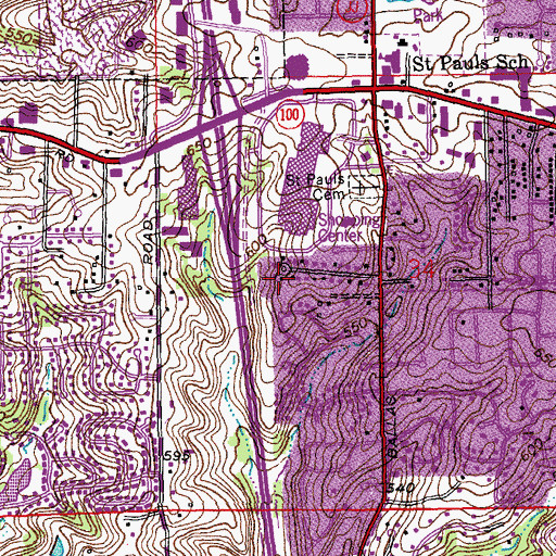 Topographic Map of City of Des Peres, MO