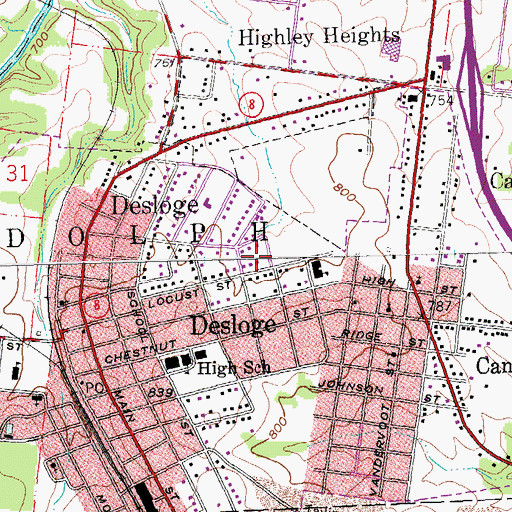 Topographic Map of City of Desloge, MO