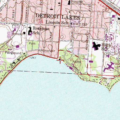Topographic Map of City of Detroit Lakes, MN