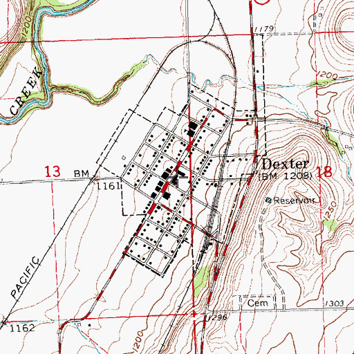 Topographic Map of City of Dexter, KS