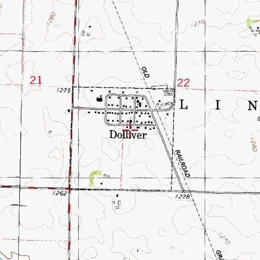 Topographic Map of City of Dolliver, IA