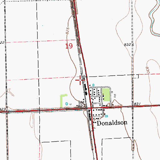 Topographic Map of City of Donaldson, MN