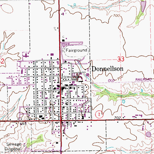 Topographic Map of City of Donnellson, IA