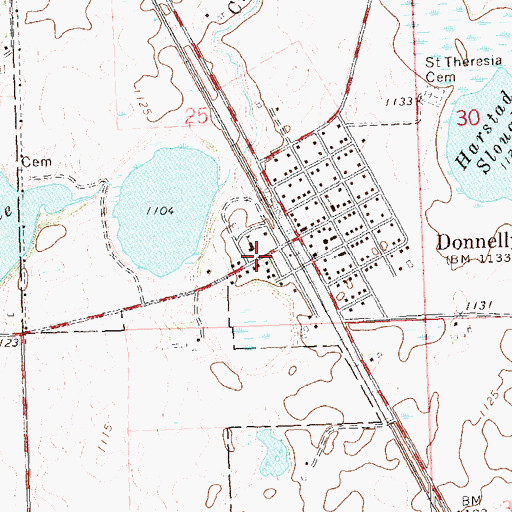 Topographic Map of City of Donnelly, MN