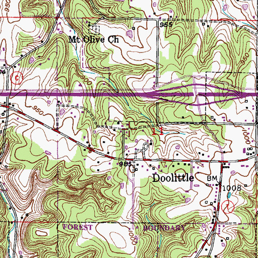 Topographic Map of City of Doolittle, MO