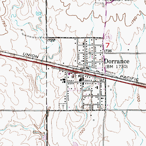 Topographic Map of City of Dorrance, KS