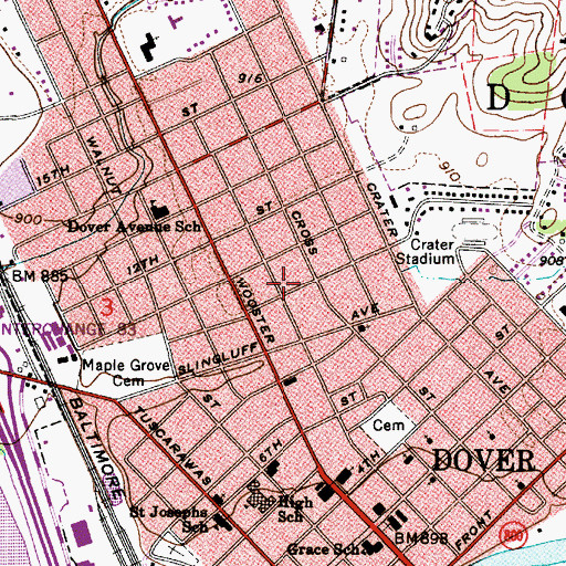 Topographic Map of City of Dover, OH