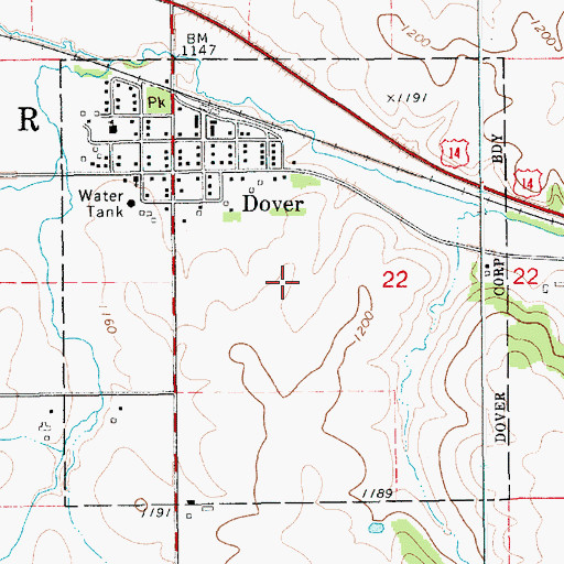 Topographic Map of City of Dover, MN