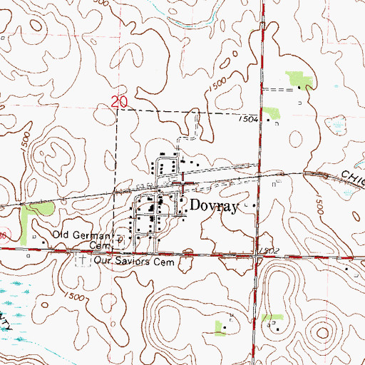 Topographic Map of City of Dovray, MN