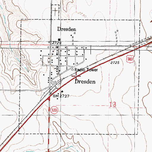 Topographic Map of City of Dresden, KS