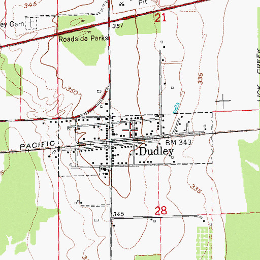 Topographic Map of City of Dudley, MO