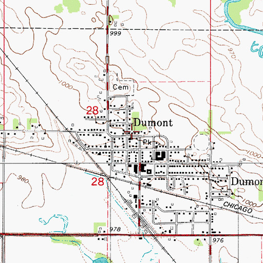 Topographic Map of City of Dumont, IA