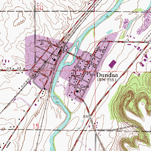 Topographic Map of City of Dundas, MN