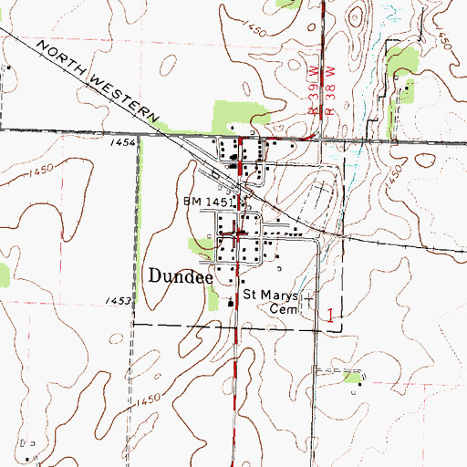 Topographic Map of City of Dundee, MN