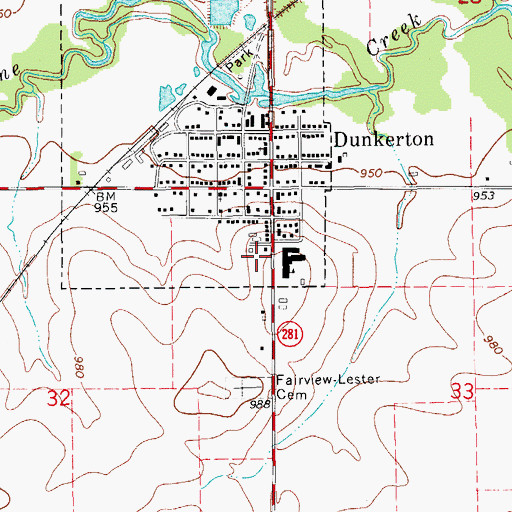 Topographic Map of City of Dunkerton, IA