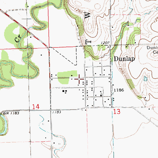 Topographic Map of City of Dunlap, KS