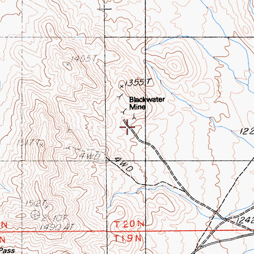 Topographic Map of Blackwater Mine, CA