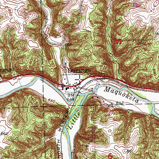 Topographic Map of City of Durango, IA