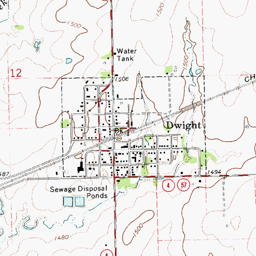 Topographic Map of City of Dwight, KS