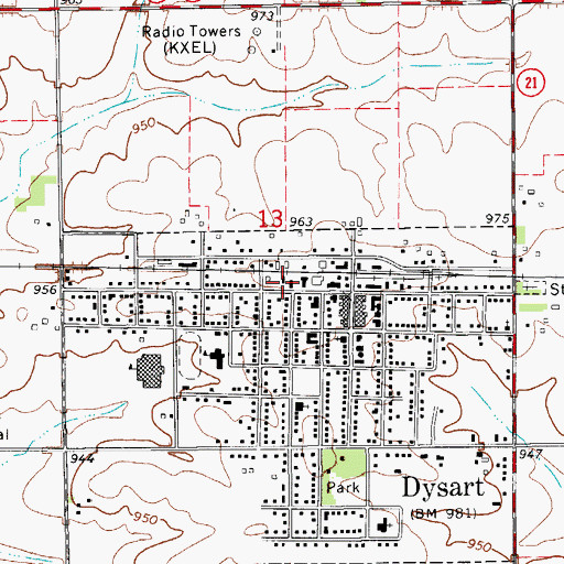 Topographic Map of City of Dysart, IA