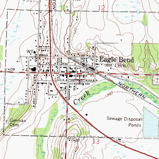 Topographic Map of City of Eagle Bend, MN