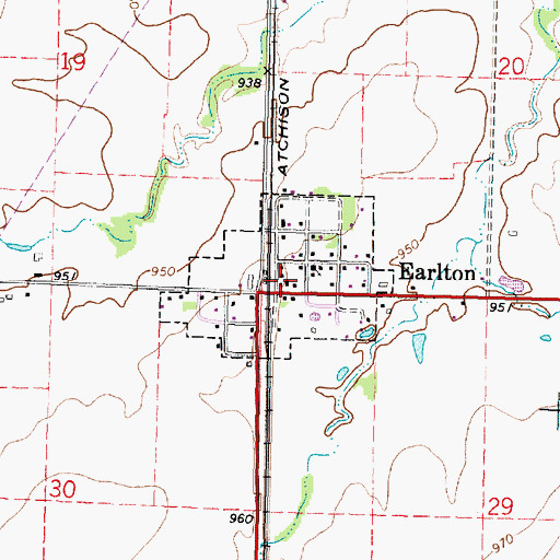 Topographic Map of City of Earlton, KS