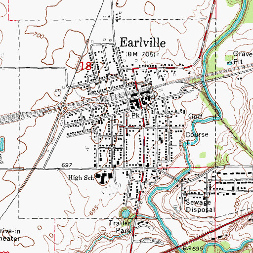 Topographic Map of City of Earlville, IL