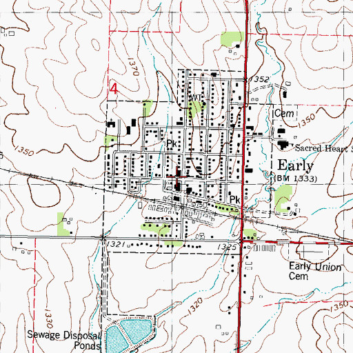 Topographic Map of City of Early, IA