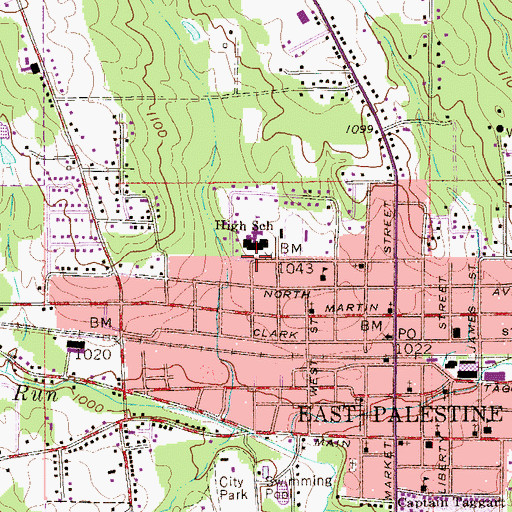 Topographic Map of Village of East Palestine, OH
