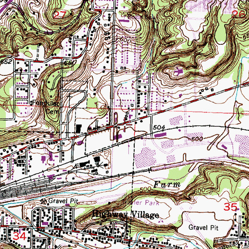 Topographic Map of City of East Peoria, IL