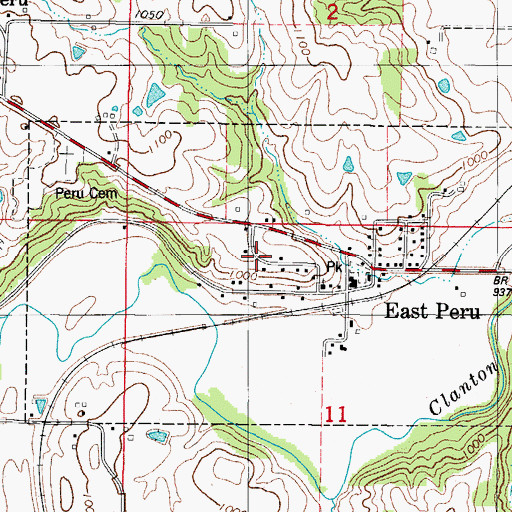Topographic Map of City of East Peru, IA