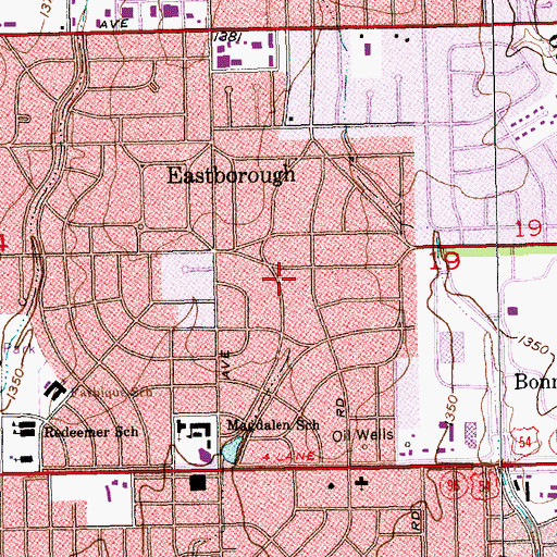 Topographic Map of City of Eastborough, KS